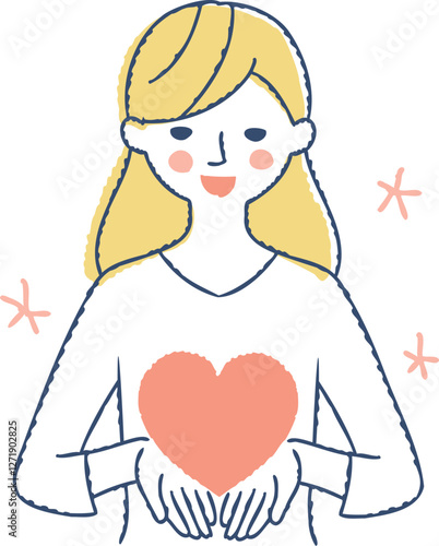 大事そうにハートを持っている女性