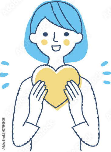 両手でハートを持っている笑顔の女性