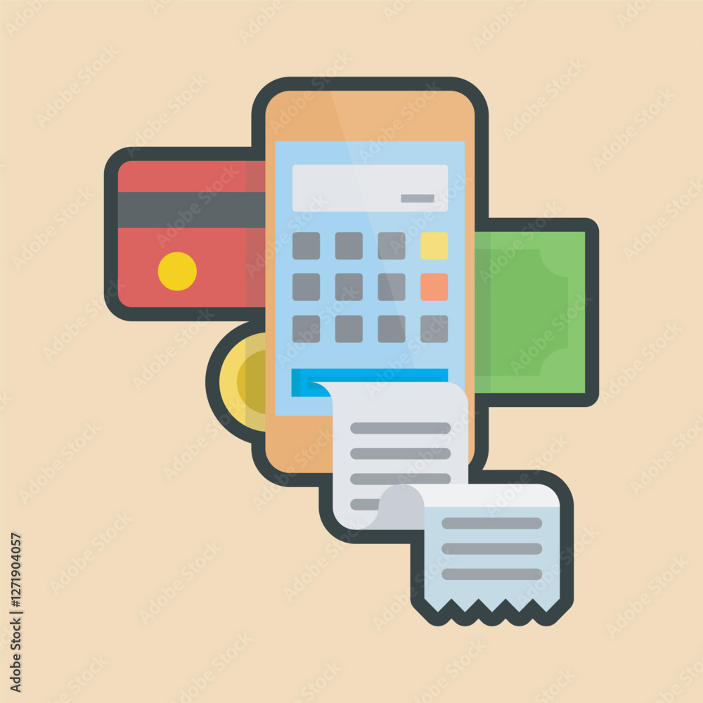 online payment bill in smartphone screen with outline flat vector design. online payment bill in smartphone screen with outline flat vector design.
