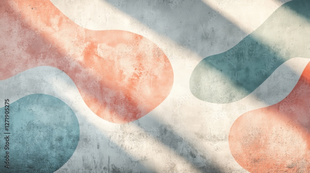 Fototapeta premium Abstract shapes on concrete background bathed in soft window light