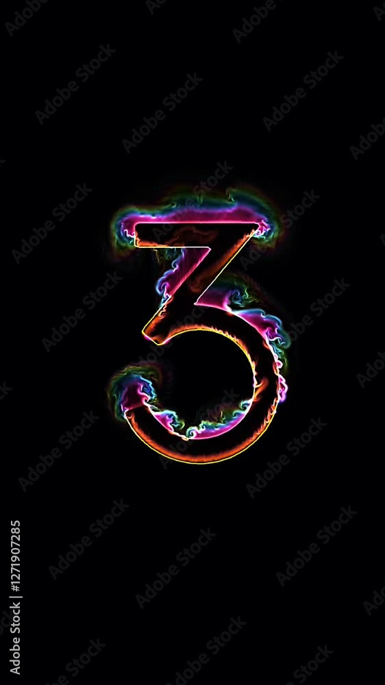 The number 3 with neon color changing plasma waves animated number The number 3 with neon color changing plasma waves animated number