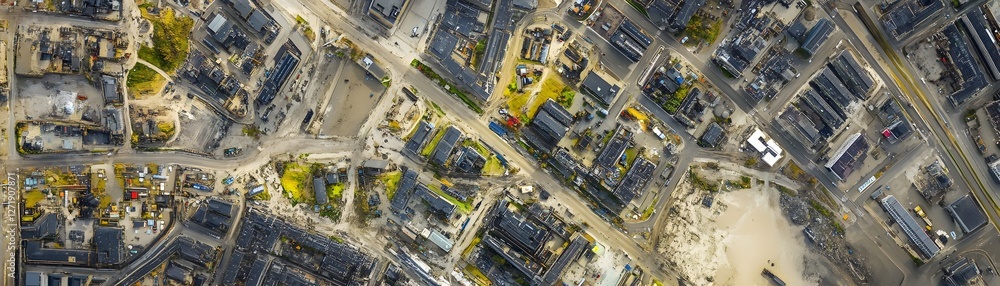 Aerial view of urban streets showcasing intricate patterns of buildings and green spaces. Aerial view of urban streets showcasing intricate patterns of buildings and green spaces.