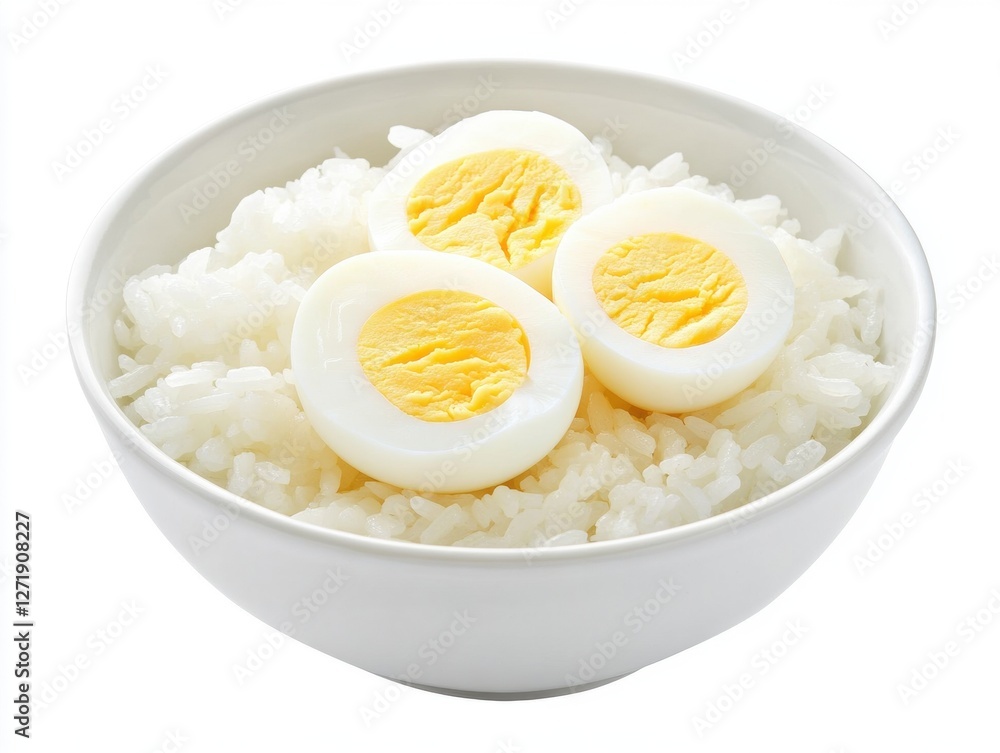 Grilled Hardboiled Eggs and White Rice Kitchen Table Culinary Delight Cozy Home Top View Savory Meal Grilled Hardboiled Eggs and White Rice Kitchen Table Culinary Delight Cozy Home Top View Savory Meal