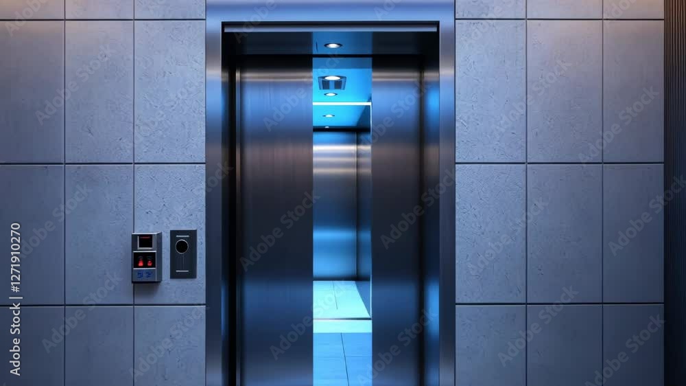 Modern elevator doors opened and let you in Modern elevator doors opened and let you in