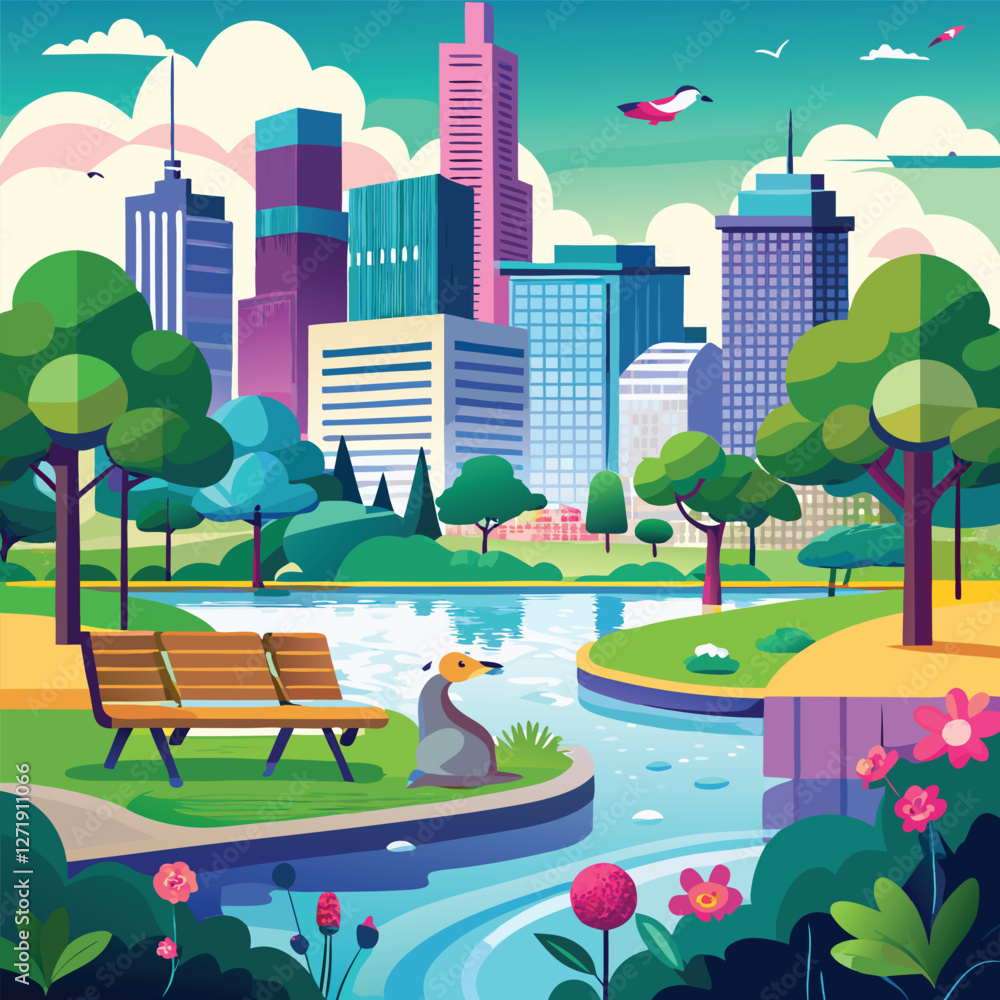 Fototapeta premium city park vector
