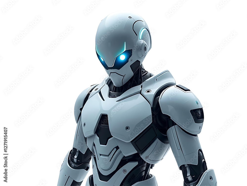 Anthropomorphic blue eye robot, Cute Mini ai robot isolated on transparent background Anthropomorphic blue eye robot, Cute Mini ai robot isolated on transparent background