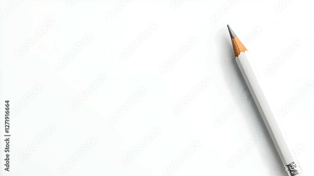 White Pencil on White Paper Background White Pencil on White Paper Background