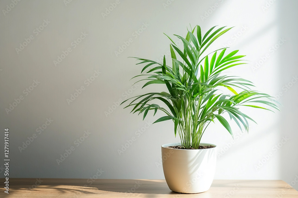 Minimalistic interior with a flowerpot, generated with AI Minimalistic interior with a flowerpot, generated with AI