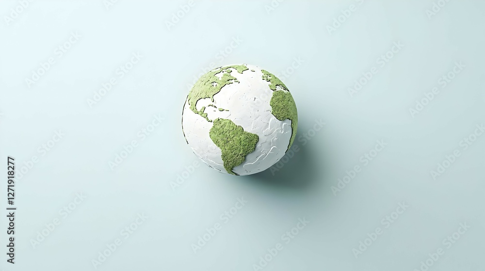 Stylized Green And White Earth Globe On Light Blue Background Stylized Green And White Earth Globe On Light Blue Background