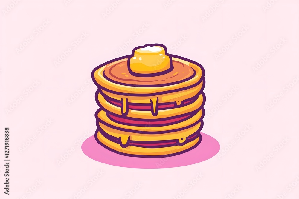 Stack of Fluffy Pancakes: A tempting stack of golden pancakes, generously drizzled with syrup and topped with a pat of melting butter, creates a cozy and comforting scene for a delightful breakfast. Stack of Fluffy Pancakes: A tempting stack of golden pancakes, generously drizzled with syrup and topped with a pat of melting butter, creates a cozy and comforting scene for a delightful breakfast.