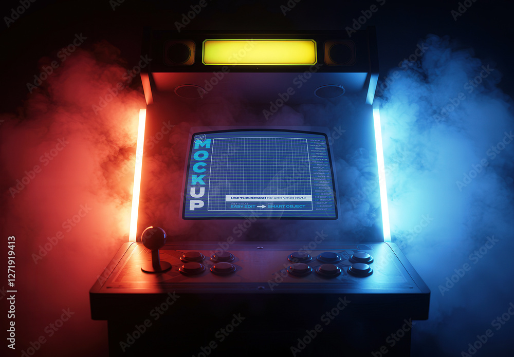 Retro Arcade Machine Old Style Video Games Screen Mockup Stock Template ...