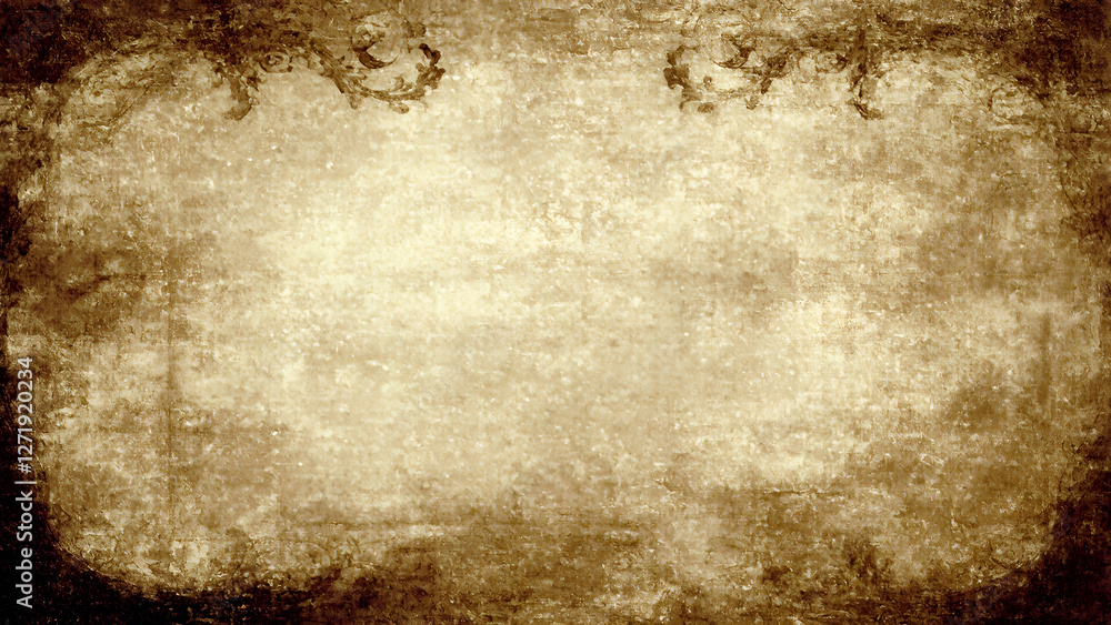 Obraz premium Weathered parchment evoking nostalgia in context. Warm sepia glow sparks reflection via baroque details. Heritage, Baroque, Memory.