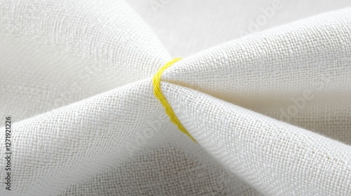 Close-up view of delicately stitched white fabric showcasing craftsmanship and attention to detail in textile design