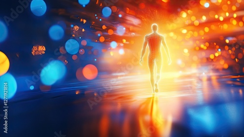Wallpaper Mural A bright, glowing human figure stepping forward with determination. Torontodigital.ca