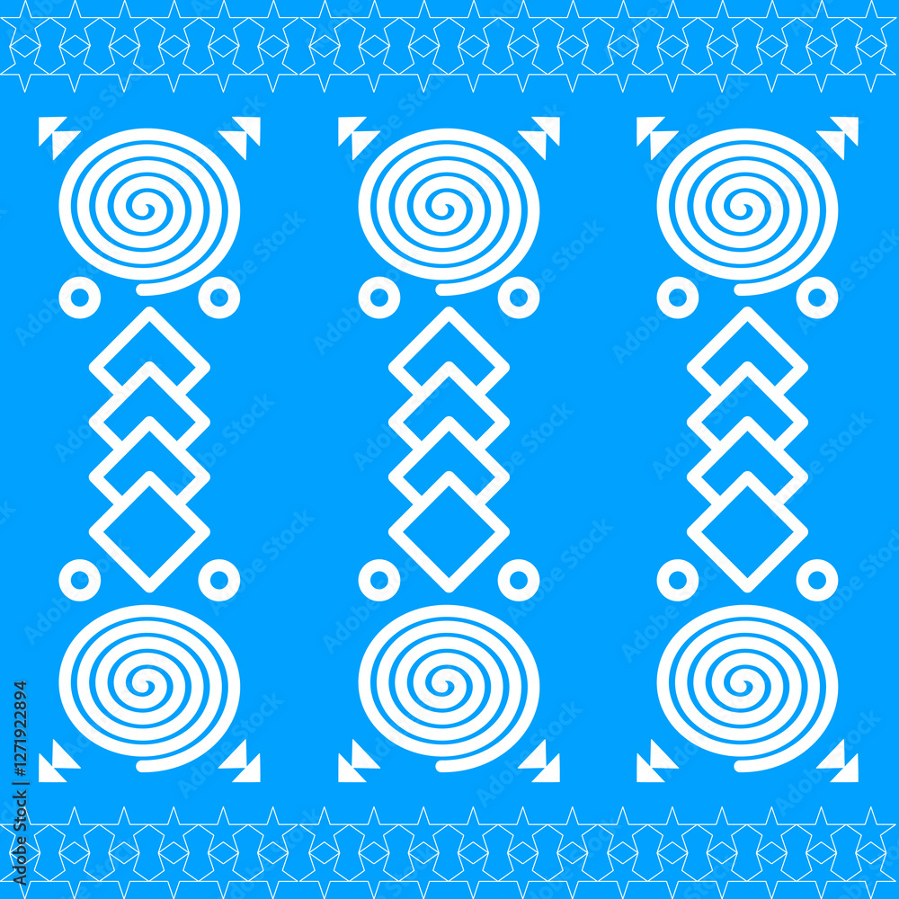 Blue seamless Abstract oriental pattern  style, endless geometric background.