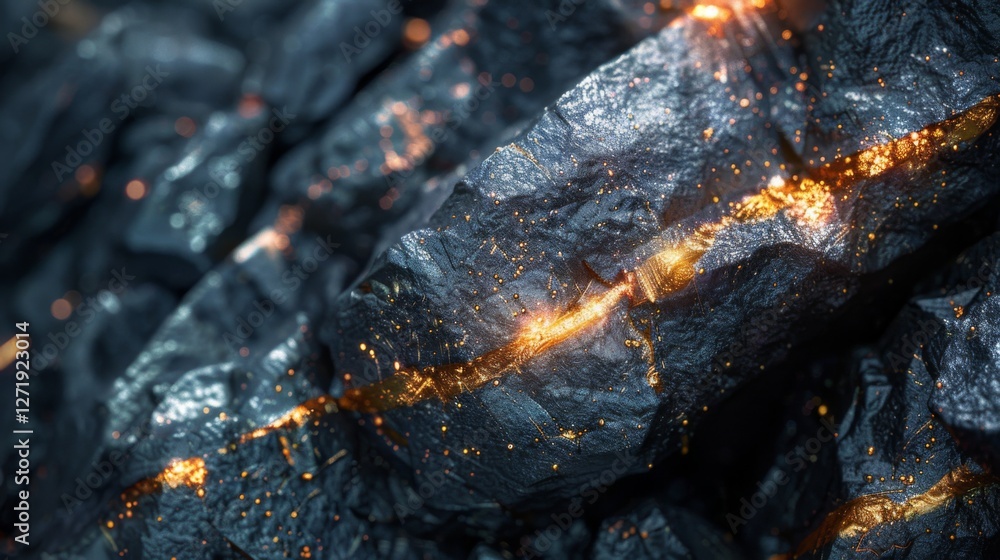 Intricate patterns of glimmering minerals emerge from the depths of dark rock surfaces, showcasing a captivating blend of textures and colors in this detailed composition. Intricate patterns of glimmering minerals emerge from the depths of dark rock surfaces, showcasing a captivating blend of textures and colors in this detailed composition.