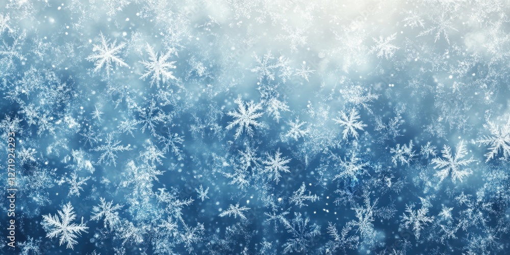 Winter scene with multiple snowflakes on a blue background Winter scene with multiple snowflakes on a blue background