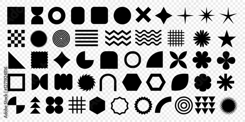 Set of abstract graphic element. Abstract geometric shapes and grids