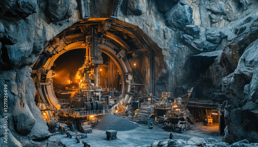 Fototapeta premium Large tunnel with a machine inside