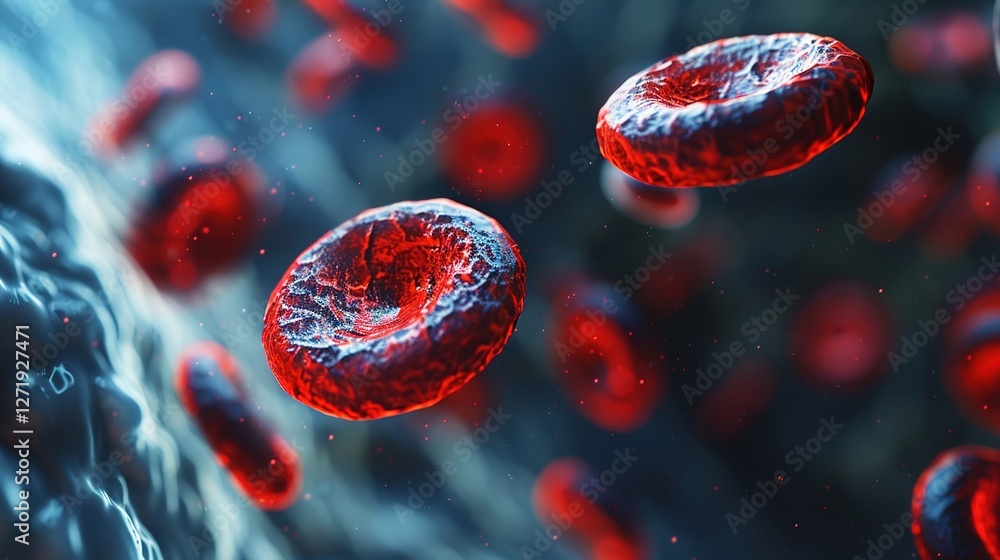 Fototapeta premium Exploring the Microscopic Marvels: A Comprehensive Analysis of Magnified Platelets in Hematological Research and Biomedical Imaging Innovations