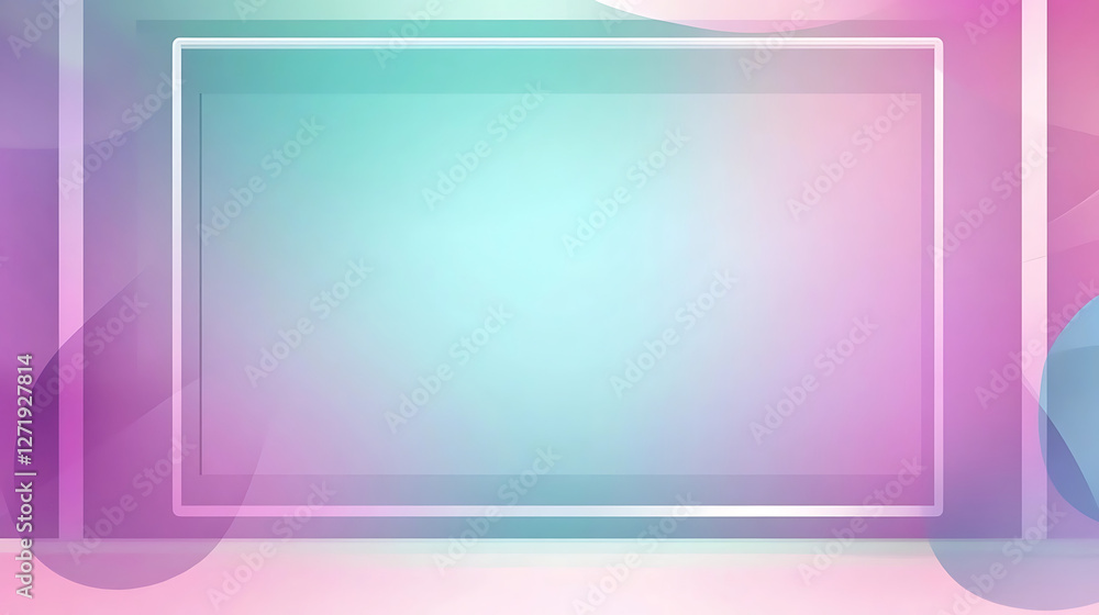 Fototapeta premium Gentle background for presentation, soft gradient, framed colorful shapes, copy space