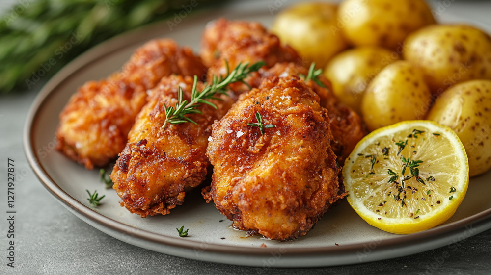 grilled chicken with potatoes, breaded chicken and potatoes. grilled chicken with potatoes, breaded chicken and potatoes.