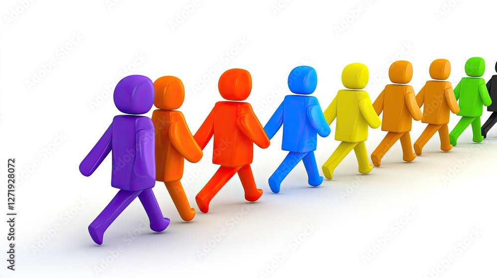 A uniquely colored individual figure moving in a different direction from a group, symbolizing thinking differently. A uniquely colored individual figure moving in a different direction from a group, symbolizing thinking differently.