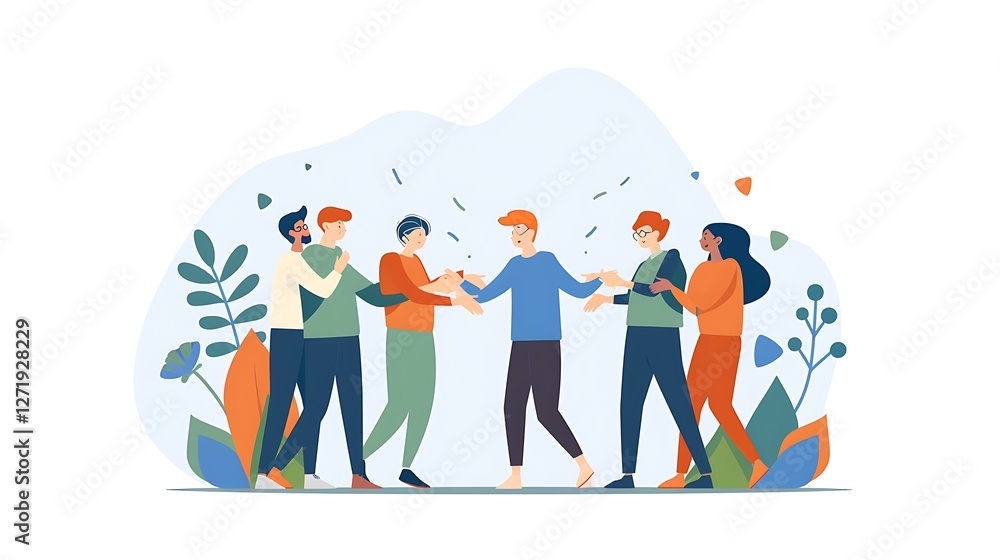 A business team celebrating after successfully completing a project, symbolizing collaboration and achievement.
A business team celebrating after successfully completing a project, symbolizing collaboration and achievement.