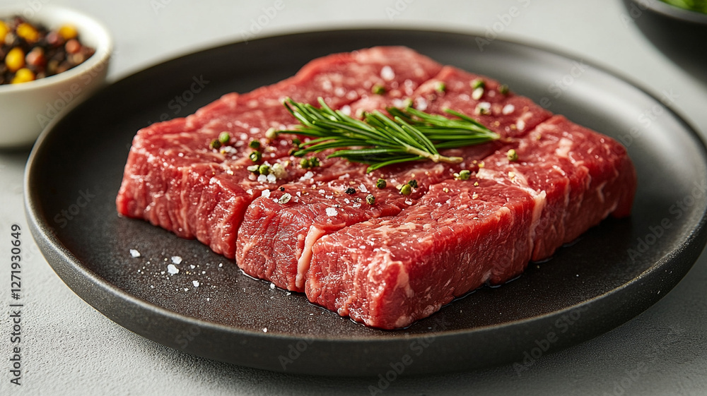 a raw piece of meat. raw steak with spices. a raw piece of meat. raw steak with spices.
