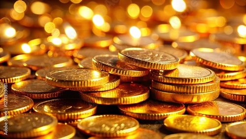 Golden Chocolate Coins: A Pile of Hanukkah Gelt for Festive Celebrations photo