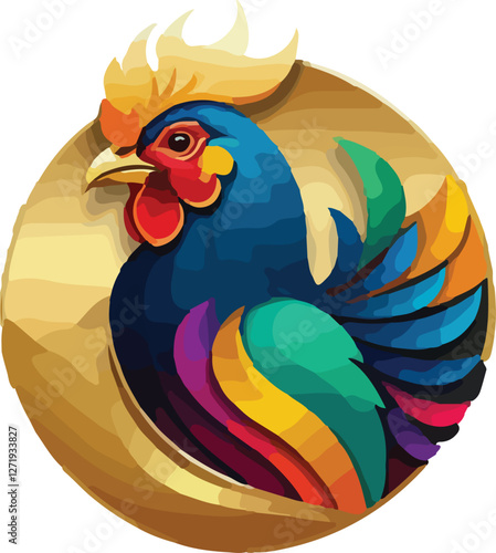 Colorful Cock head vector design, Cock logo and icon Design, Cock vector design