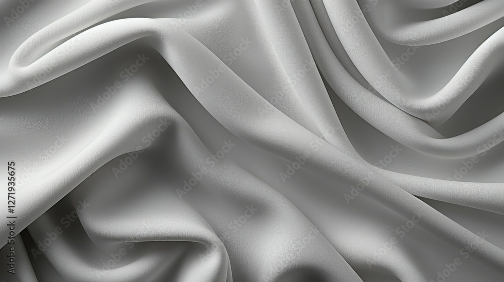 Fototapeta premium Elegant Close-Up of Flowing Silver Satin Fabric Texture and Folds
