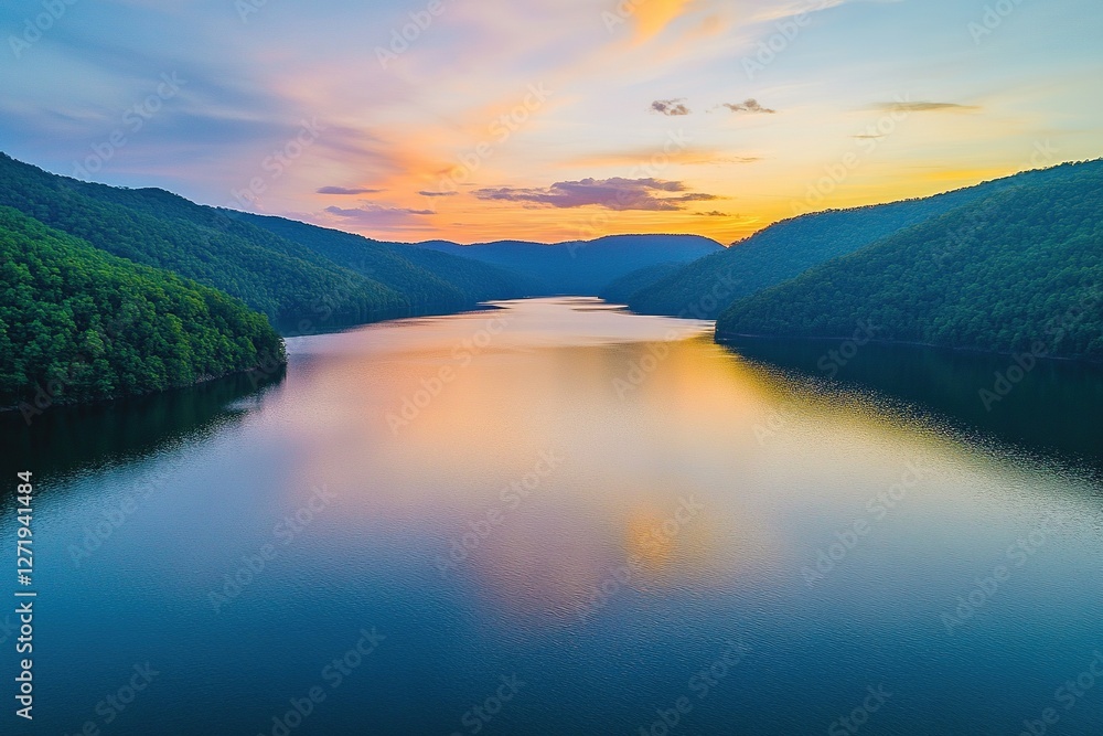 Fototapeta premium A picturesque lake surrounded by mountains