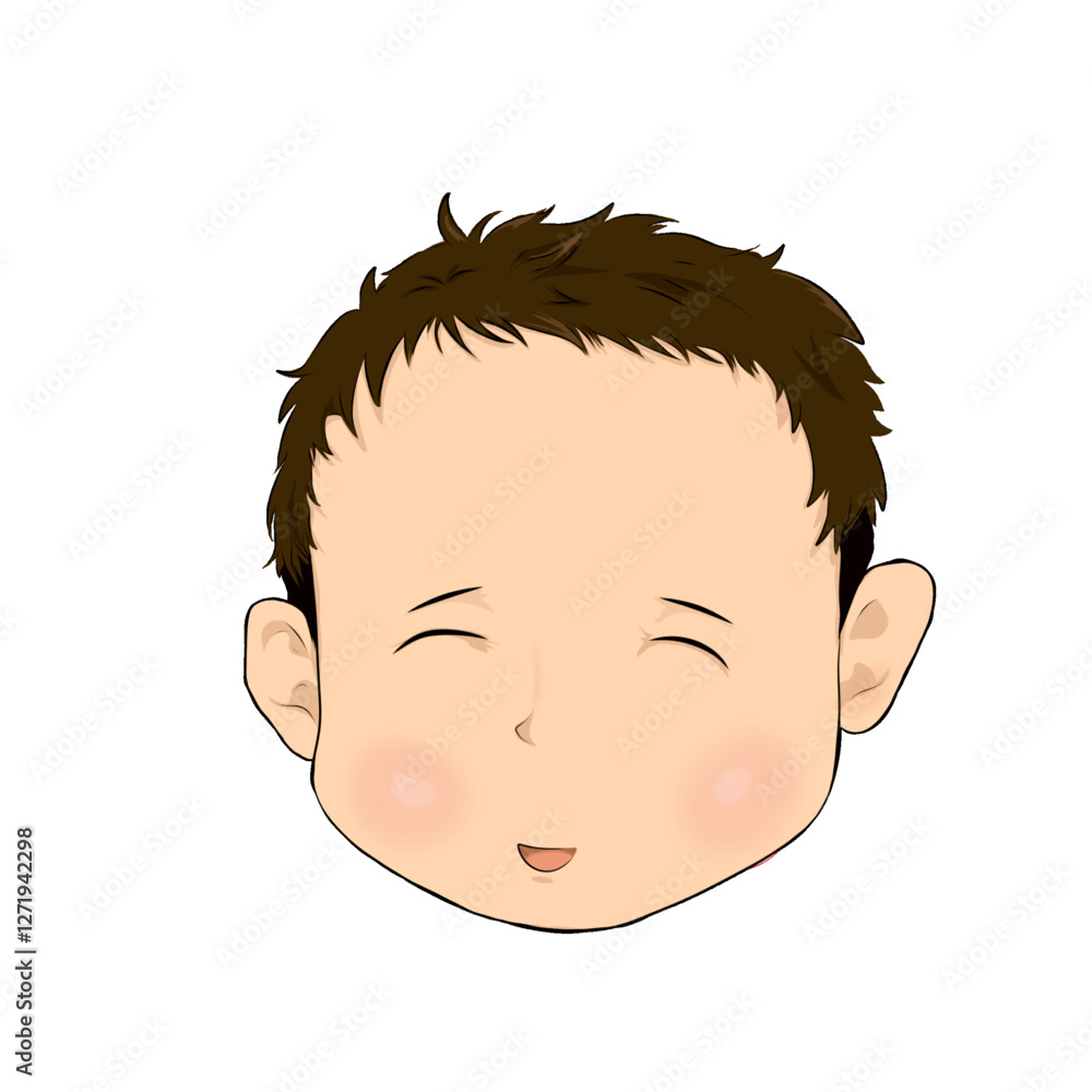 Fototapeta premium icon of a baby's head smiling with eyes closed