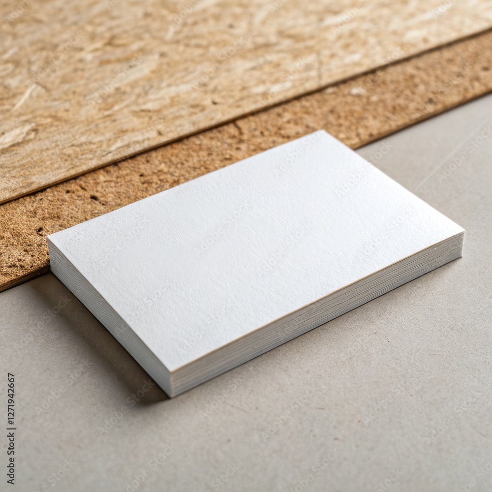 Fototapeta premium Stack of Blank White Business Cards Mockup on Wooden Background, Branding, Stationery Business Card, Mockup