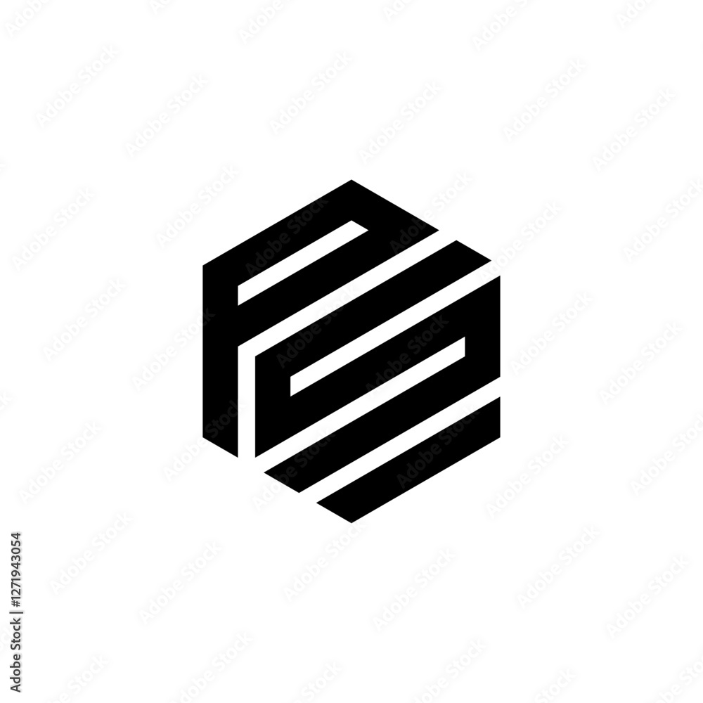 psi initials hexagon logo psi initials hexagon logo