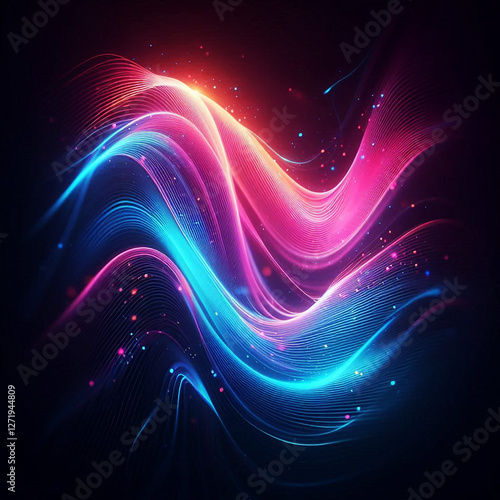 Wallpaper Mural Abstract background of modern tech gradient waves in blue and pink hues Torontodigital.ca