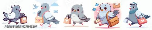 vector of cute dove holding a bag