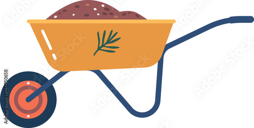 Wheelbarrow with soil vector illustration