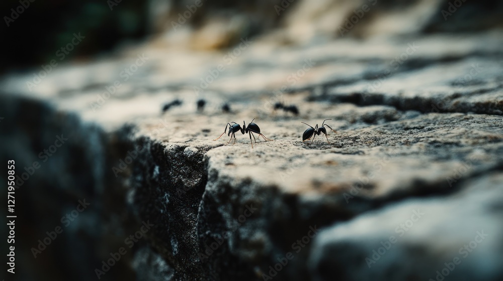 Ants marching stone path nature background wildlife Ants marching stone path nature background wildlife