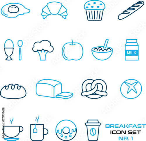 Frühstück, Hotel, Essen, Trinken - Icon Set, Sammlung