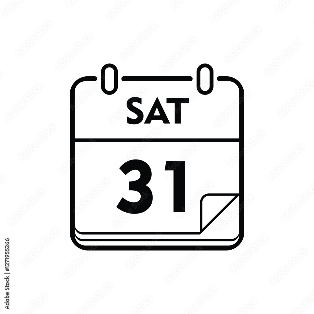 calender icon, 31 saturday icon with white background calender icon, 31 saturday icon with white background