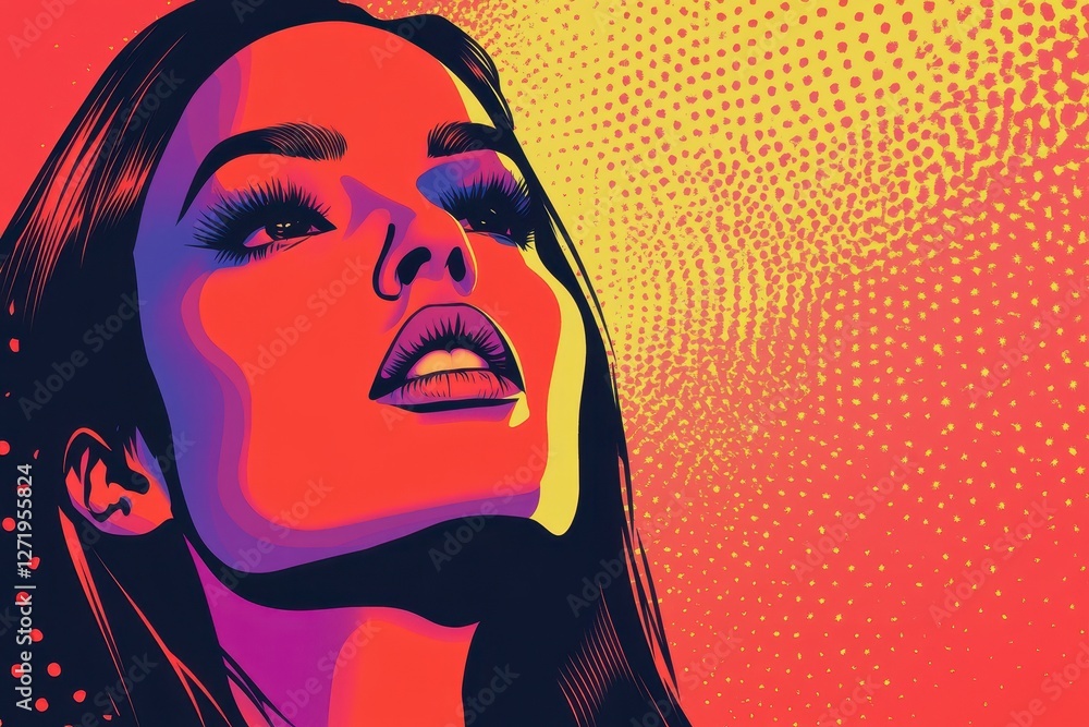 Fototapeta premium Vibrant portrait illustration of a woman with stylish features