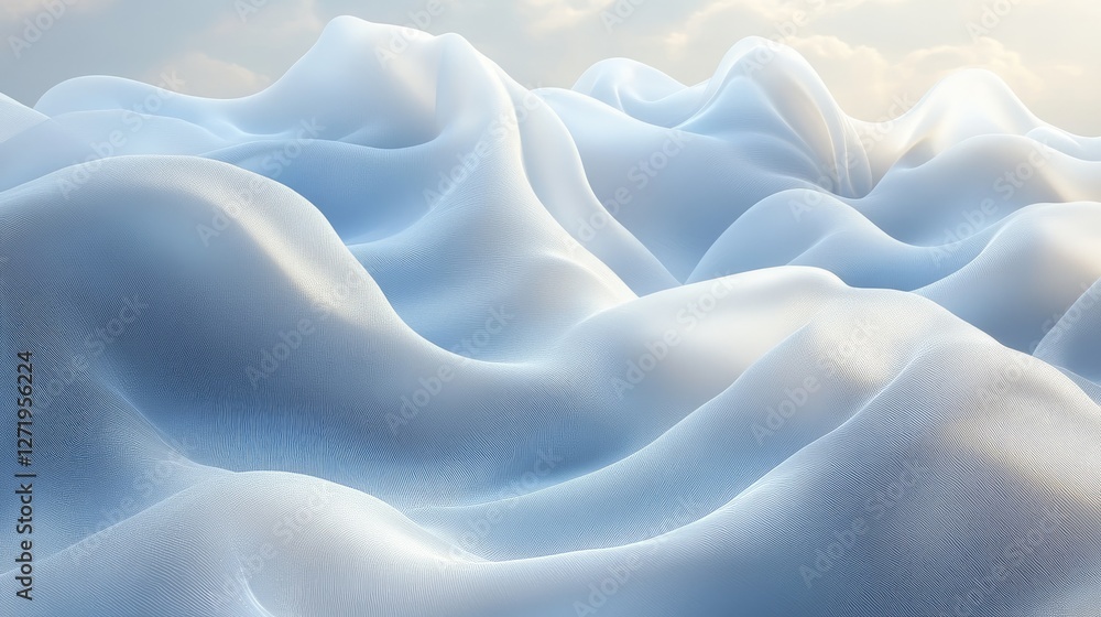 Obraz premium Abstract wavy fabric landscape, soft light, digital art, seamless texture, background design