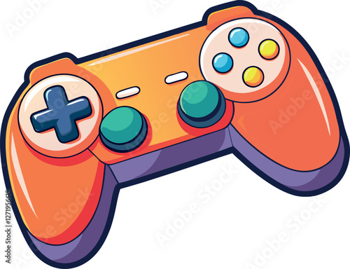 High-Quality Colorful Gaming Controller Vector Illustration – Minimalistic Cartoon Design with Vibrant Aesthetic and Modern Appeal for Gamers and Digital Entertainment