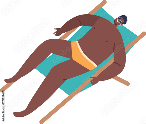 Smiling guy sunbathing in lounger