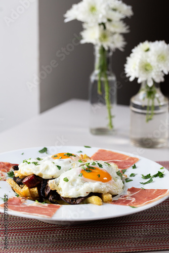 Broken Eggs a typical Appetizer from Mediterranean Gastronomy, Braga, Portugal.