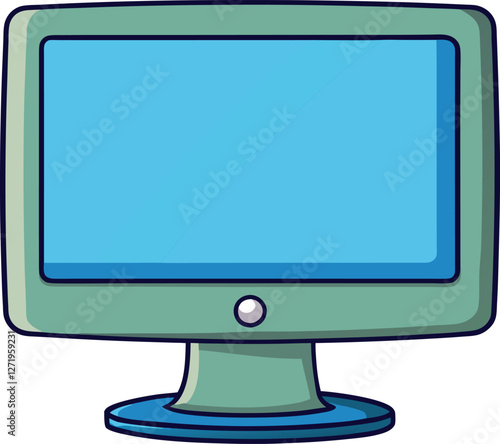 Colorful Computer Monitor Vector Illustration – High-Quality Minimalistic Cartoon Design with Vibrant Aesthetic, Sleek Lines, and Modern Look for Digital Workspaces and Technology