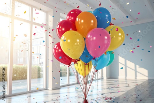 Colorful Balloons in a Bright Room for Celebrations