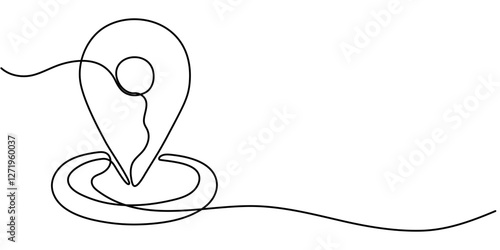 Geolocation icon vector illustration. Continuous one line drawing navigator, continuous one line google map point route directions and location outline vector art illustration, map pin icon. 